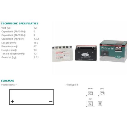 AKUMULATOR LANDPORT YTX7A-BS 12V 6Ah 152x88x94