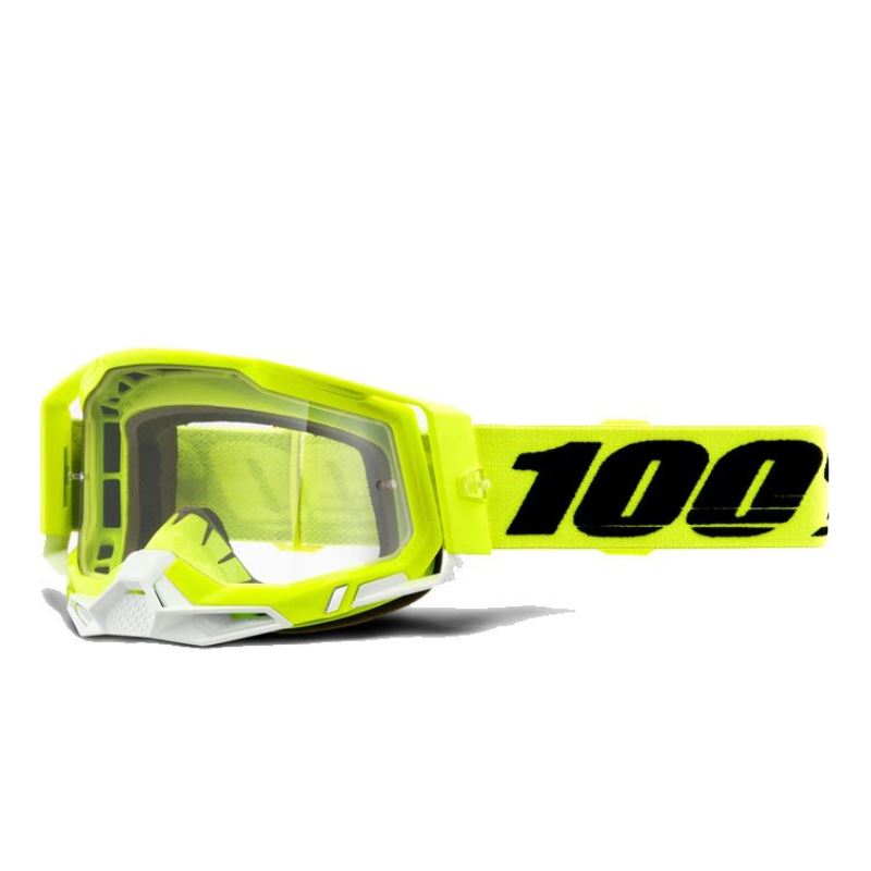 GOGLE 100% RACECRAFT 2 FLUO YELLOW - CLEAR LENS -G