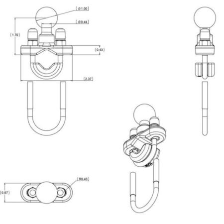 UCHWYT DO KIEROWNICY RAM MOUNTS U-BOLT